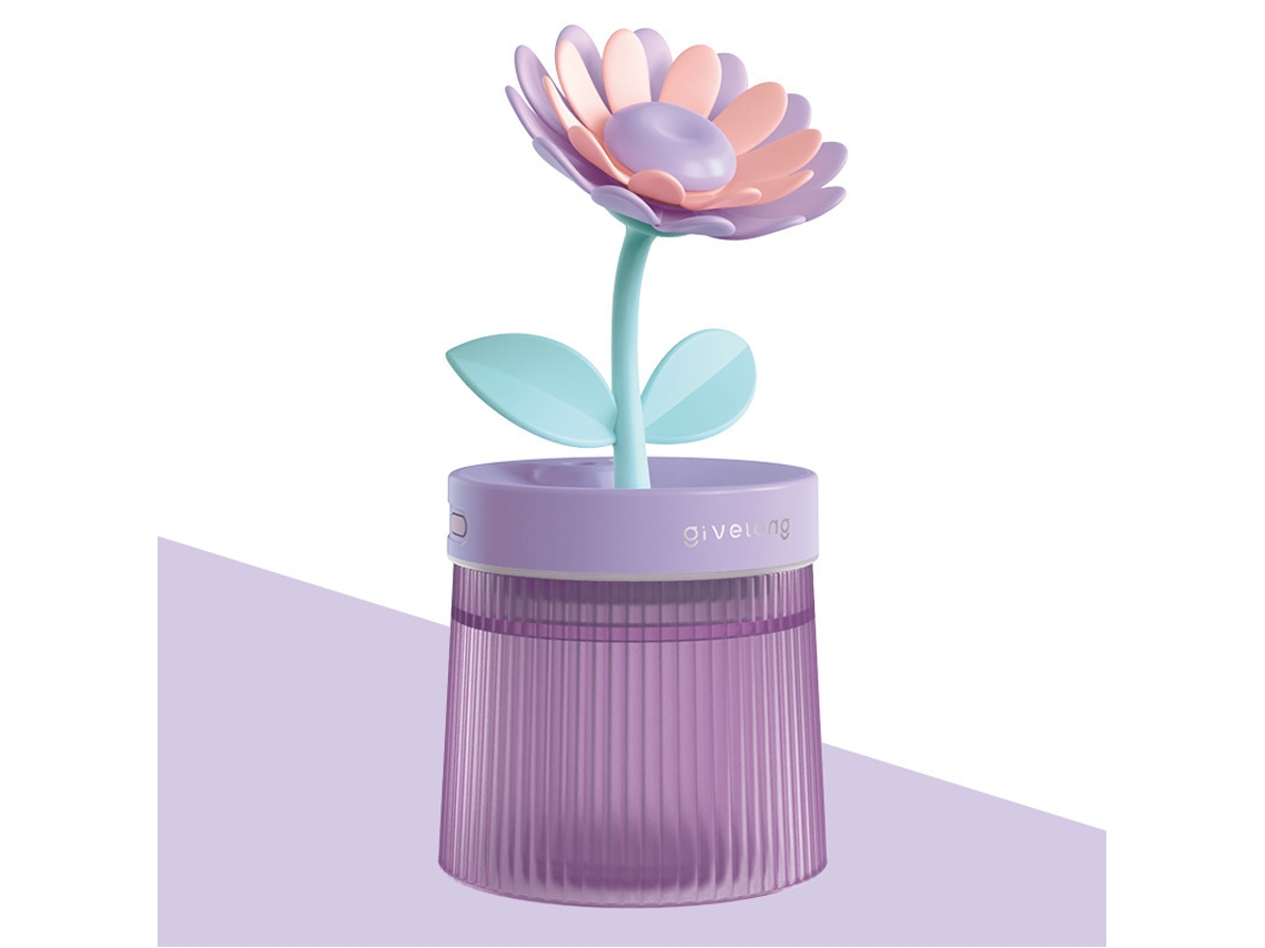 Humidificador, difusor de aroma de vapor frío USB, luz nocturna silenciosa, humidificador con estampado de girasol morado Cuich