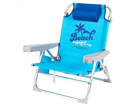 Silla de playa y tumbona baja 5 posiciones azul c/cojín y bolso extraíble AKTIVE
