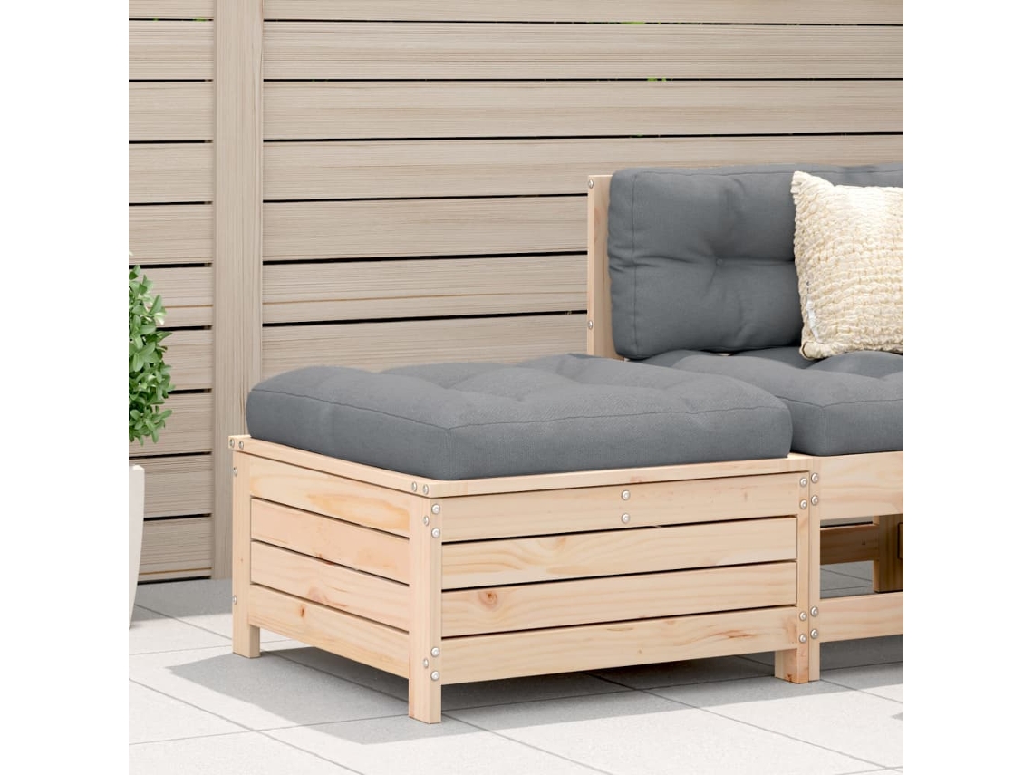 Reposapiés de jardín Lovely Home con cojín de pino macizo Wsd88145