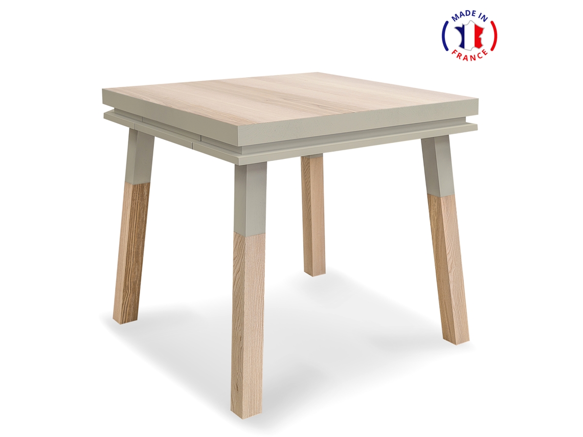 Mesa de Comedor Cuadrada MON PETIT MEUBLE FRANÇAIS con 1 Cajón (Amarillo Lunar - Madera - 80 x 75 x 80 cm)