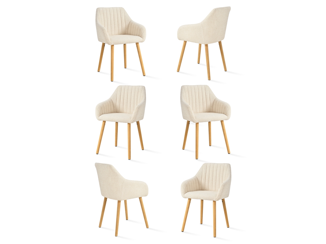 Sillas De Comedor Goeurvant 1381(pack De 6, Crema, Chenilla)