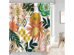 2026-cortina De Baño Linjou Flor Y Hoja 180x180cm Poliéster Impermeable Antimoho Lavable Con 12 Ganchos