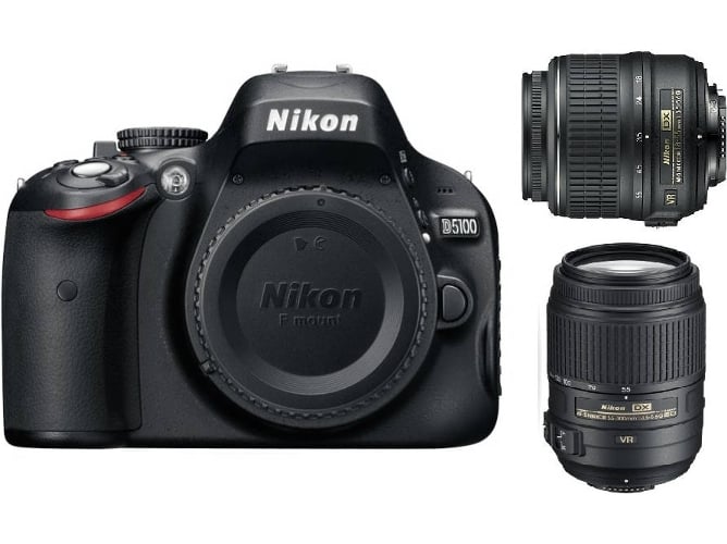 Kit Cámara Réflex NIKON D5100 + AF-S DX NIKKOR 18-55mm 55-300mm (16.2 MP - Sensor: 1/2.3" - ISO: 100 a 6400)
