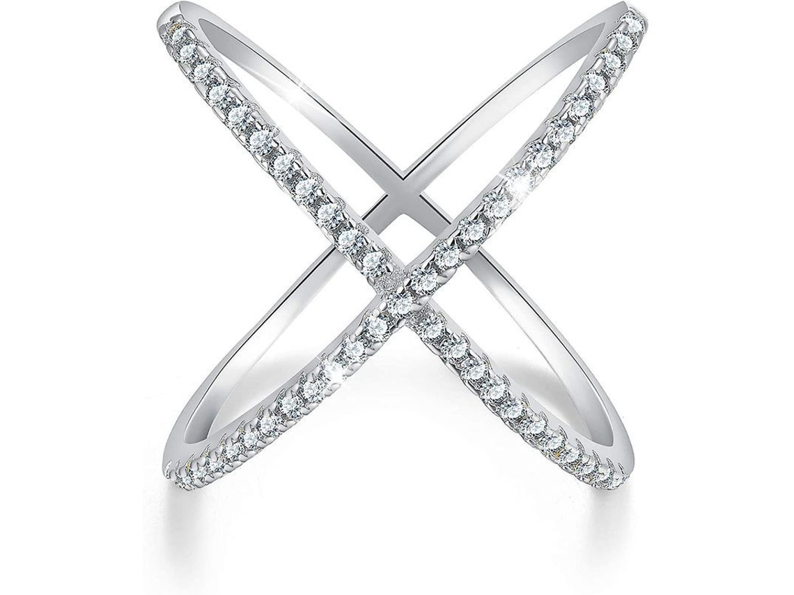 Anillo De Plata De Ley 925 Con Baño De Oro De 18 Quilates, Cruz De Circonita Cúbica, Diamante Simulado, Para Mujeres Y Niñas.