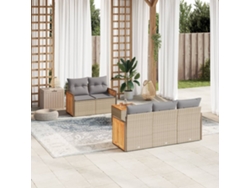 Conjunto de 6 sofás de jardín con cojines de mimbre beige Dkd Home Decor