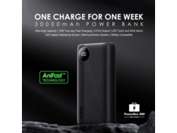 Batería Externa Oraimo Opb-p300q De 30000 Mah, 5 V, 3 A, Con 4 Salidas Y Seguridad Integrada.