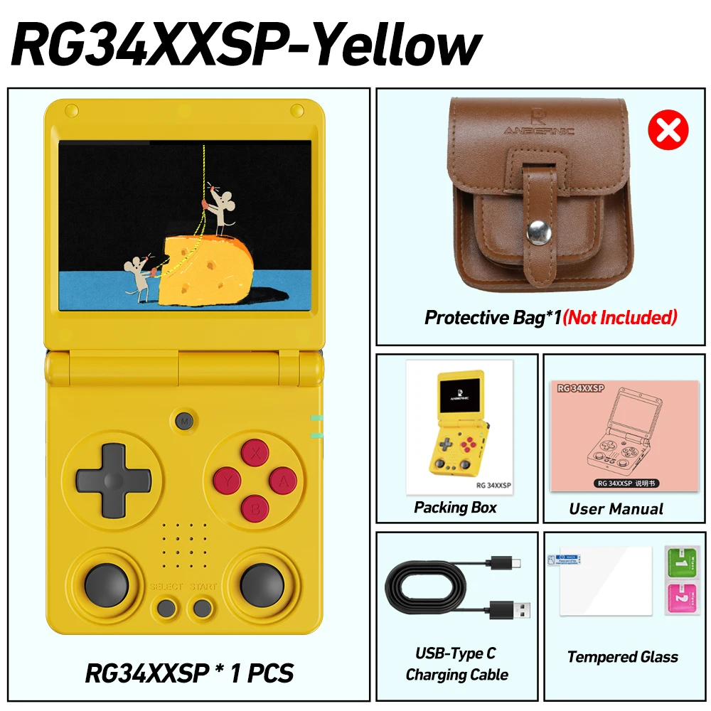 64g 256g (10k Juegos) amarillo rg34xxsp Ips Linux Consola De Juegos De 64 Bits H700 Quad-core 1gb Juego Rg 34xxsp