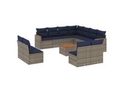 Maison Exclusive - Conjunto De Sofá De Jardín De 12 Piezas Con Cojines, Poliratán Gris