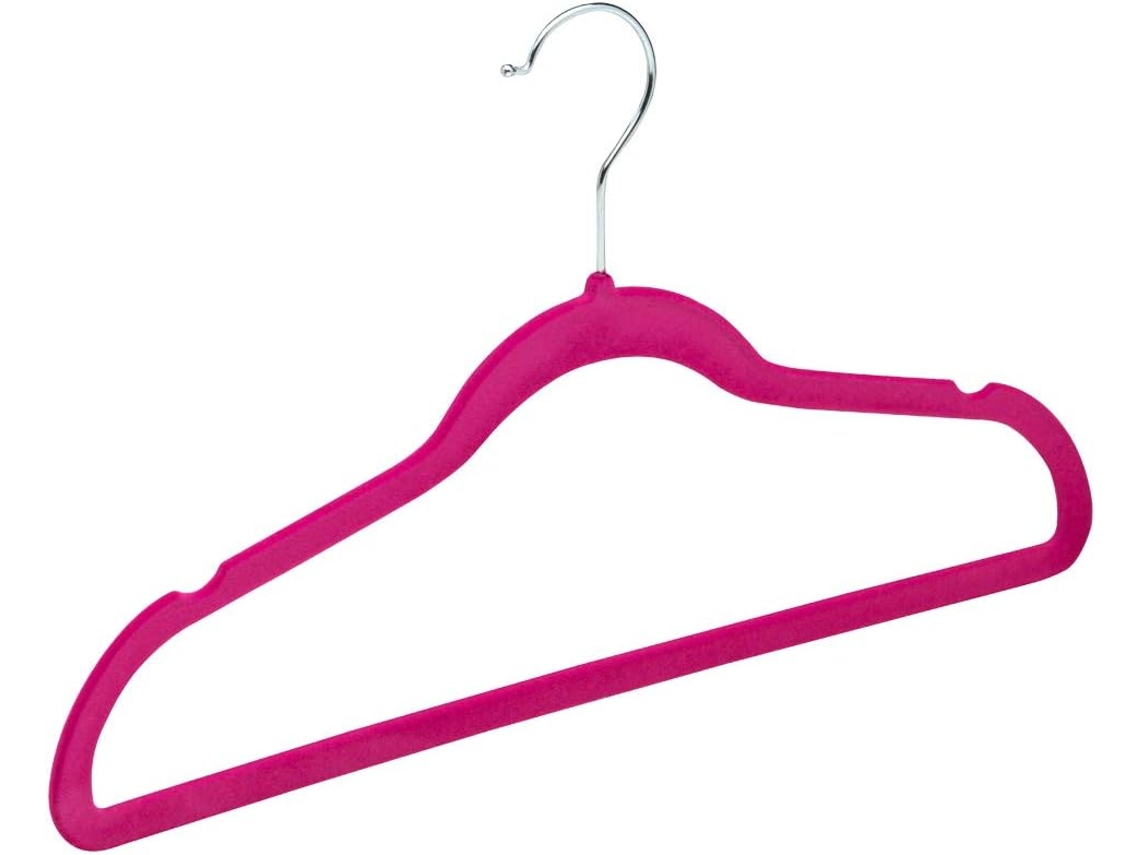 Percha Terciopelo Rosa, Pack de 120 Perchas para Ropa con Superficie Antideslizante y Gancho Cromado Giratoria 360º TODO HOGAR