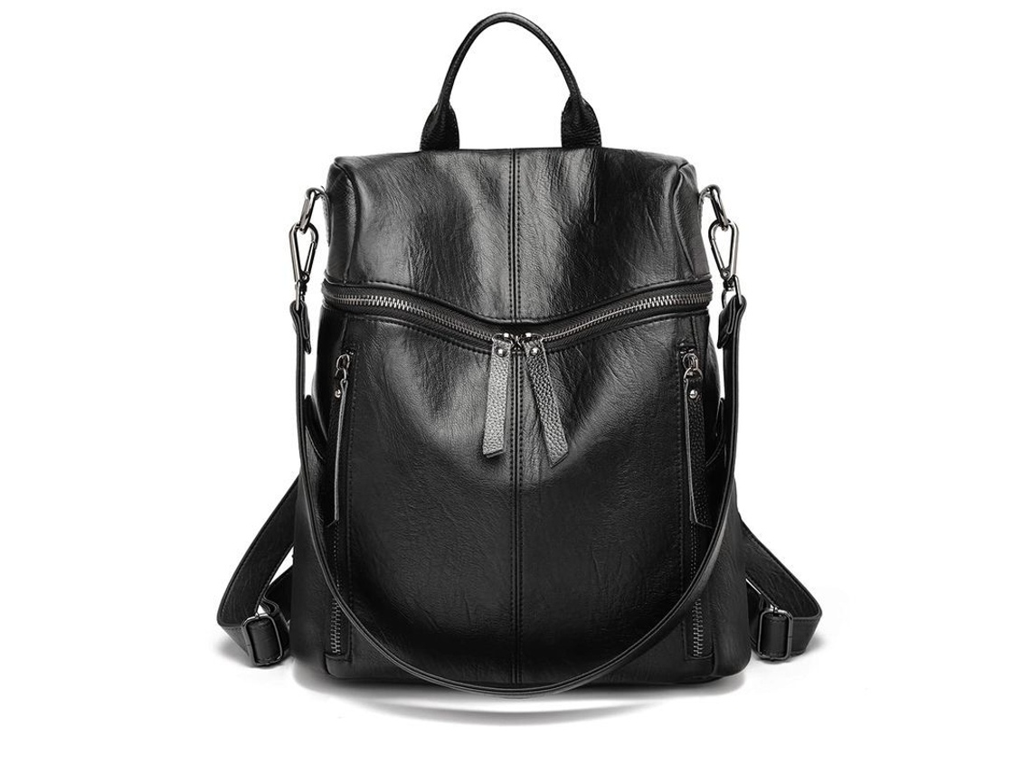2026-mochila De Cuero Pu Para Mujer, Ligera Con Gran Capacidad Y Múltiples Bolsillos, Negra