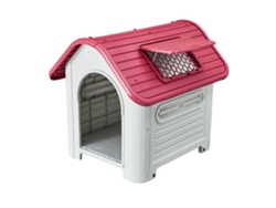 Caseta para Perro Mediano GARDIUN Dakota 72X87X75 Cm Fabricada Con Resina Color Beige/Rojo