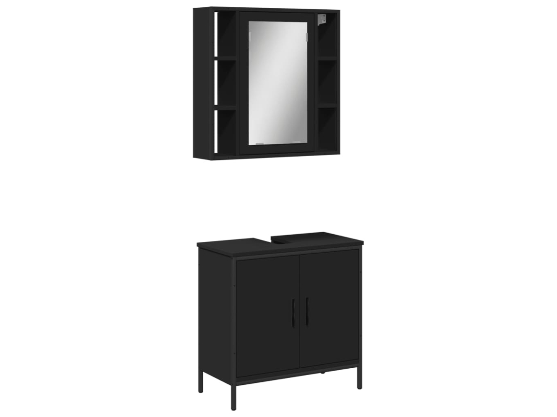 Maison Exclusive - Juego De Muebles De Baño 2 Pzas Madera Contrachapada Negro