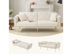 Sofá de 2 plazas, moderno con respaldo ajustable y patas de metal beige dorado, Mobrio