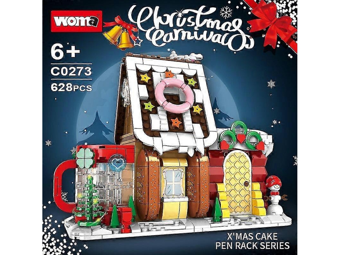 Árbol de Navidad, Papá Noel, reno, calcetín navideño, casa, torre, bloques de construcción, ciudad, casa de invierno, coche de Navidad, juguetes, modelo, regalos, Hengjian