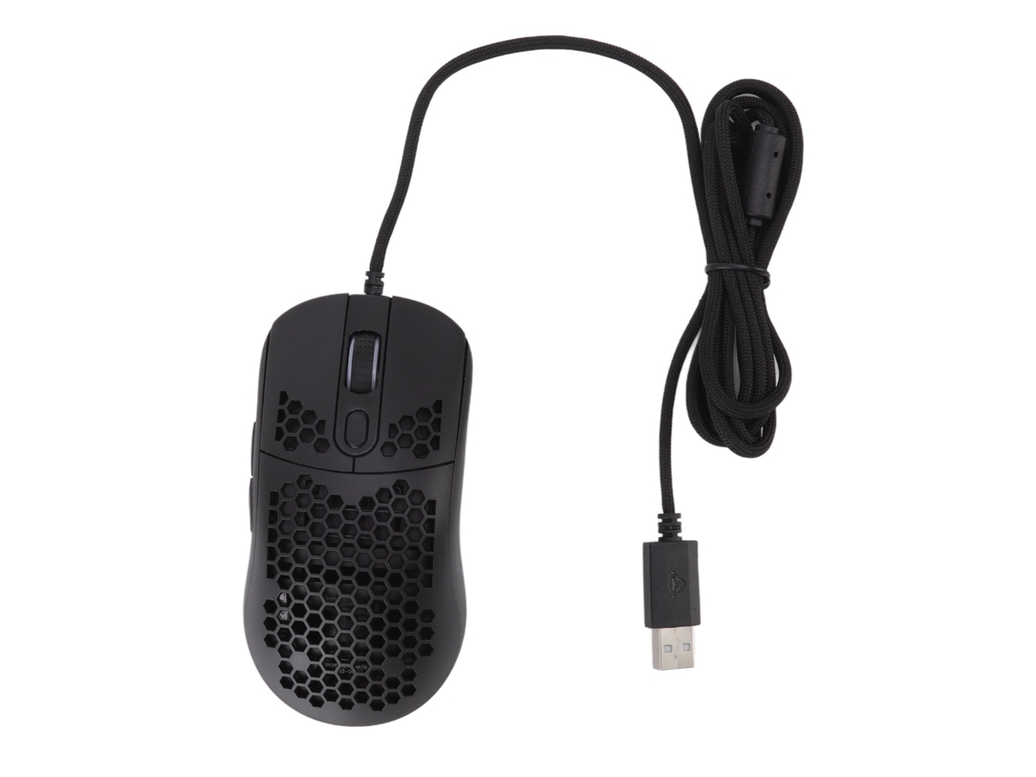 Mouse Gamer Com Fio Rgb Dpi Ajustável 12000 6 Níveis Design Ergonômico Usb Type C Para Tablets Preto