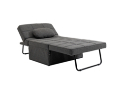 Poltrona/cama Conversível 4 Em 1 Com Encosto Ajustável E Almofada, Tecido Com Efeito Linho, 95x179x78 Cm, Cinza