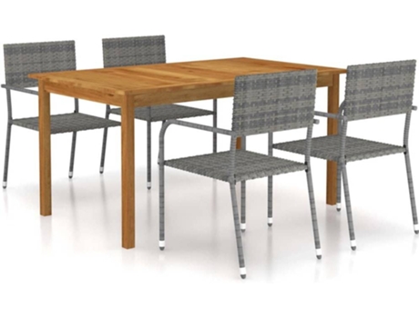 Conjunto 5 de comedor para jardín de VIDAXL gris
