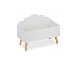 Baúl infantil Relaxdays, diseño de nube, 45 x 60 x 30 cm (alto x ancho x profundidad), MDF, para libros y juguetes, baúl abierto, blanco.