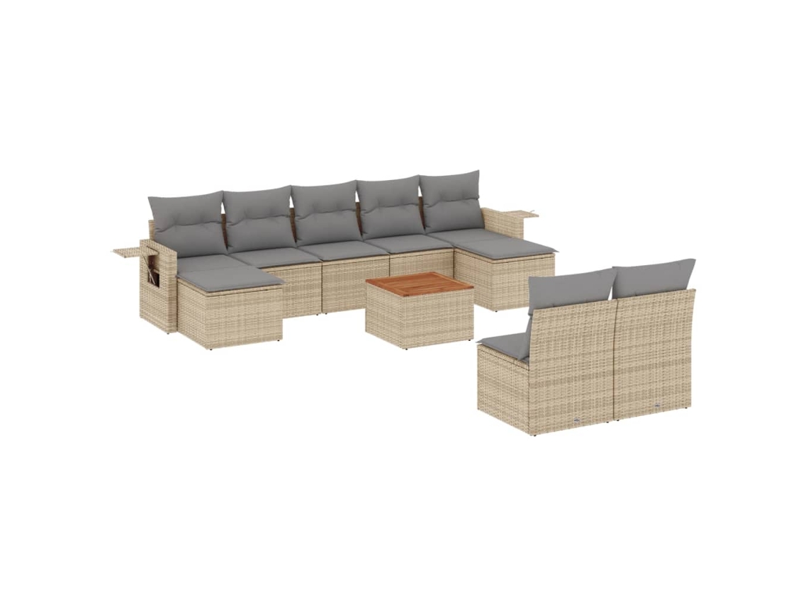 Maison Exclusive - Juego De Sofás Jardín Con Cojines Beige 10 Pzas Ratán Sintético
