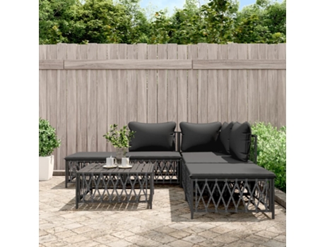 Conjunto 6 de muebles de jardín VIDAXL con cojines acero antracita