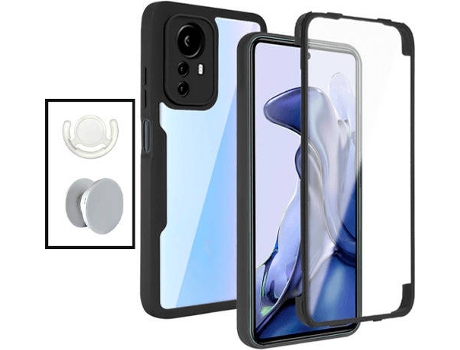 Kit Carcasa 360° Protección Frente y Verso + 1 HandHolder + 1 Soporte Xiaomi 12 GIFT4ME Negro