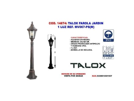 Talox farola jardin 1 luz ref. mv067-ps(m)
