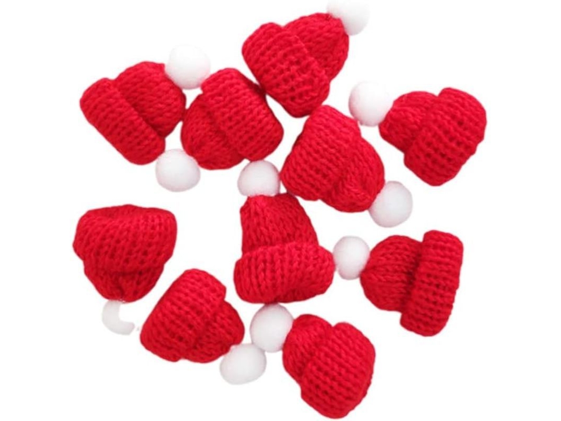 10 Sombreros Mini Navideños De Tela Para Cubrir Dulces Accesorios Diy Fiestas Regalos