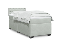 Cama Box Spring Con Colchón Terciopelo Gris Claro 100x200 Cm