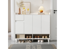 Mueble Consola Moderno 120x99x35 Cm - Gran Almacenamiento, 4 Puertas, 1 Cajón - Blanco