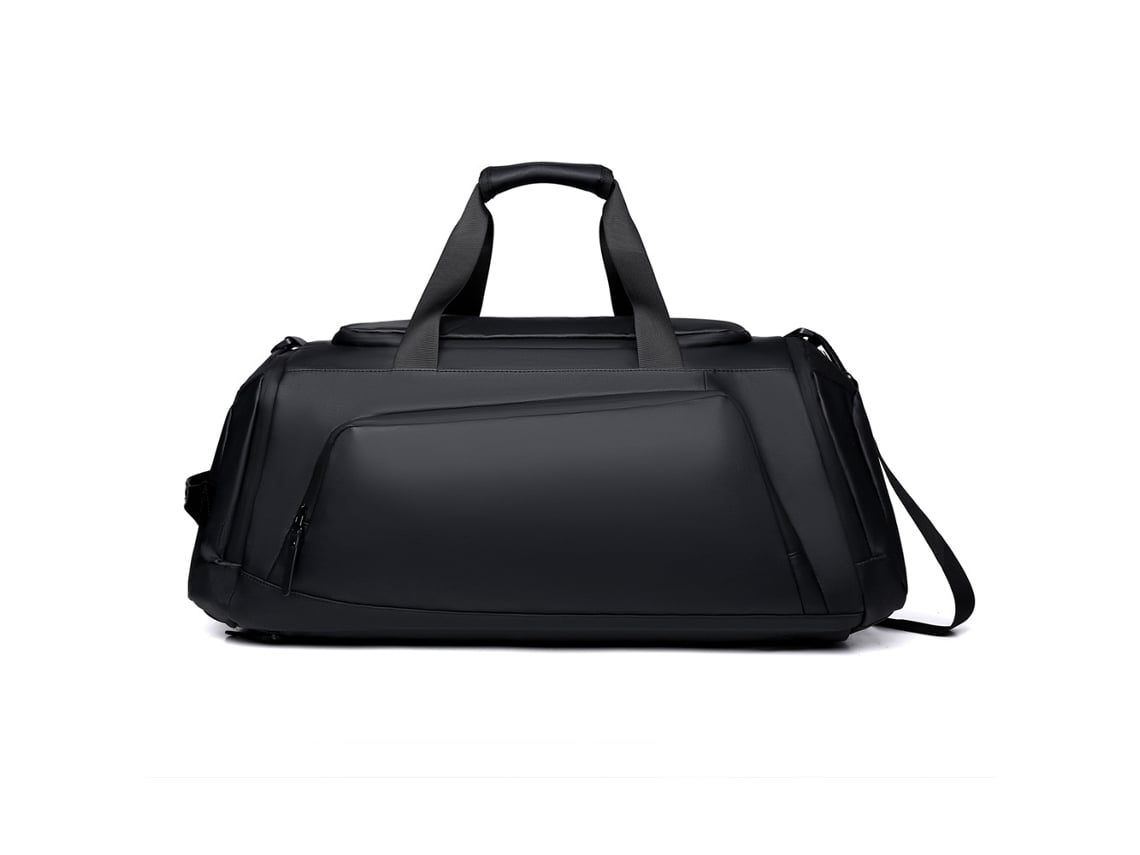 Bolsa de gimnasio (negra) con compartimentos para artículos secos y mojados, gran capacidad, bolsa de viaje grande.