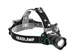 Linterna frontal con carga USB, batería integrada, apagado con pulsación larga, zoom telescópico Yizhood (negro)