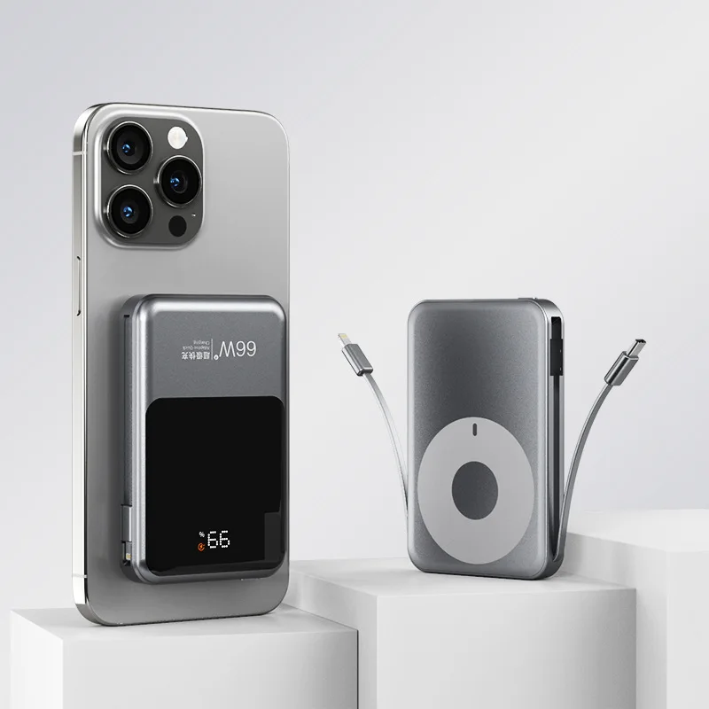 Banco De Energía Inalámbrico Magnético De 66 W (gris Oscuro, 20 000 Mah), Carga Ultrarrápida, Compatible Con Cargadores Magsafe.