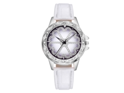 Reloj De Pulsera Vansvar Para Mujer, Plateado, Con Diseño De Flor Y Diamantes De Imitación, Correa De Poliuretano Y Movimiento De Cuarzo Blanco.