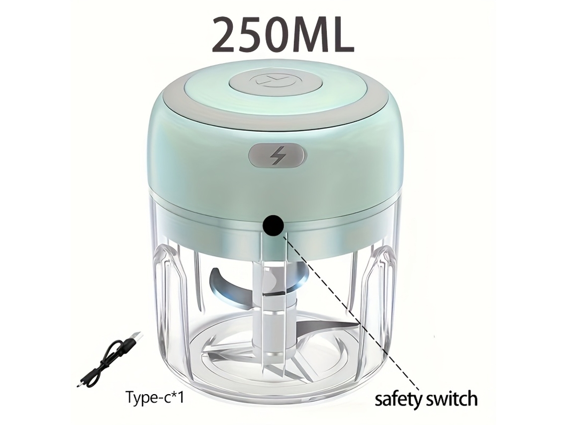 Picadora Eléctrica De 250 Ml Para Verduras Y Ajo, Ideal Para Uso Doméstico, Fácil De Limpiar Y Multifuncional.