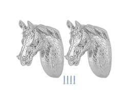 2 juegos de manijas modernas con forma de cabeza de caballo en color plata 3999