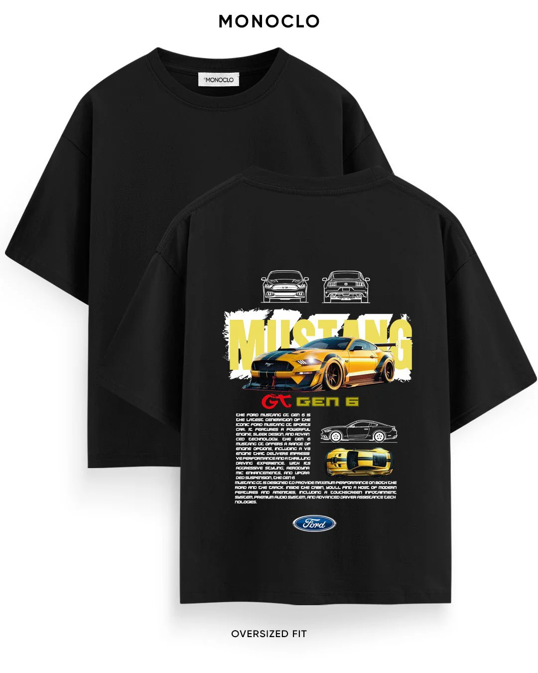Camiseta Rockinstone Monoclo Ford Mustang Gt Gen 6 Yellow(2xl)
