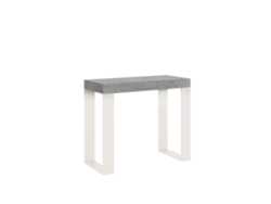 Consola extensible 90x40/196 cm Tecno Small Cemento estructura Blanca