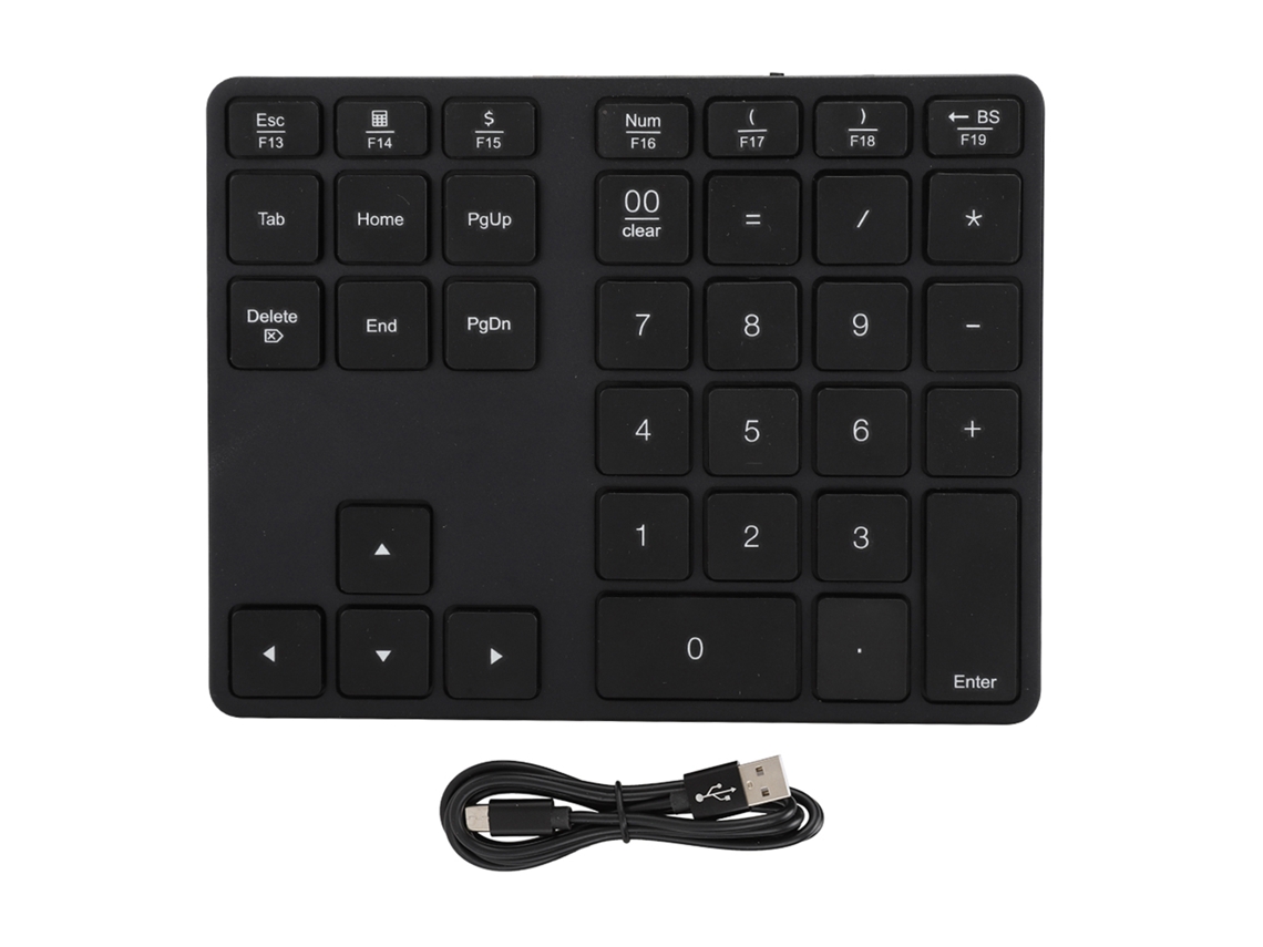 Teclado Numérico Sem Fio Recarregável Bt5.0 Ultra Fino 35 Teclas Compatível Com Windows E Mac Preto
