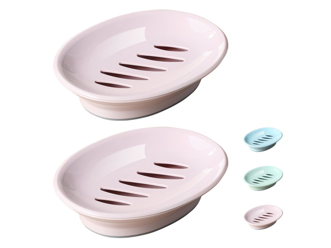 Jaboneras de plástico antideslizantes para ducha, fáciles de limpiar, color rosa, paquete de 2 (Jortmrd)