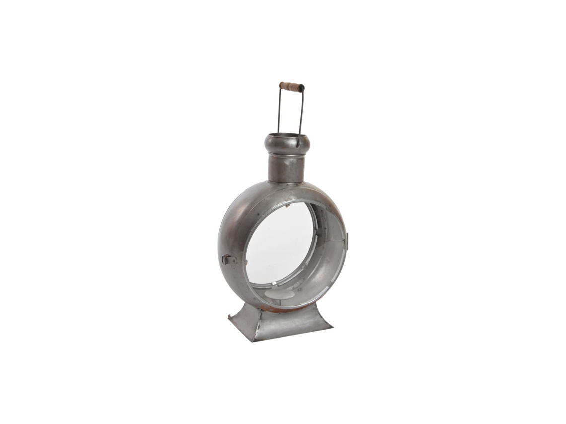 Farola Metal Cristal Envejecido Plateado 37x22x55cm
