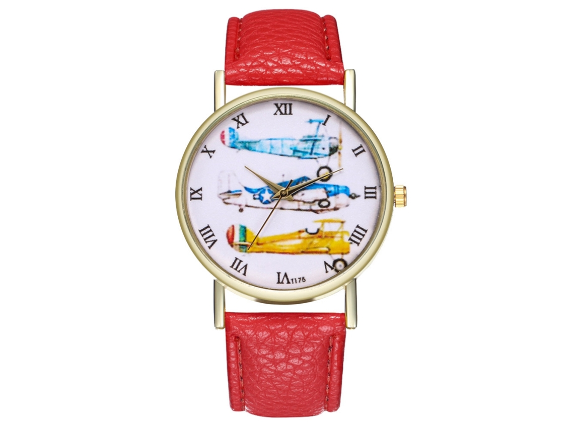 Reloj De Pulsera Analógico De Cuarzo Unisex Con Correa De Cuero Rojo, A La Moda Zhoulianfa