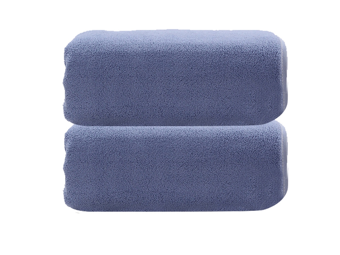 Juego de toallas Kofihety baño oversize ultra suaves secado terciopelo azul - 2 piezas (70x135 cm)
