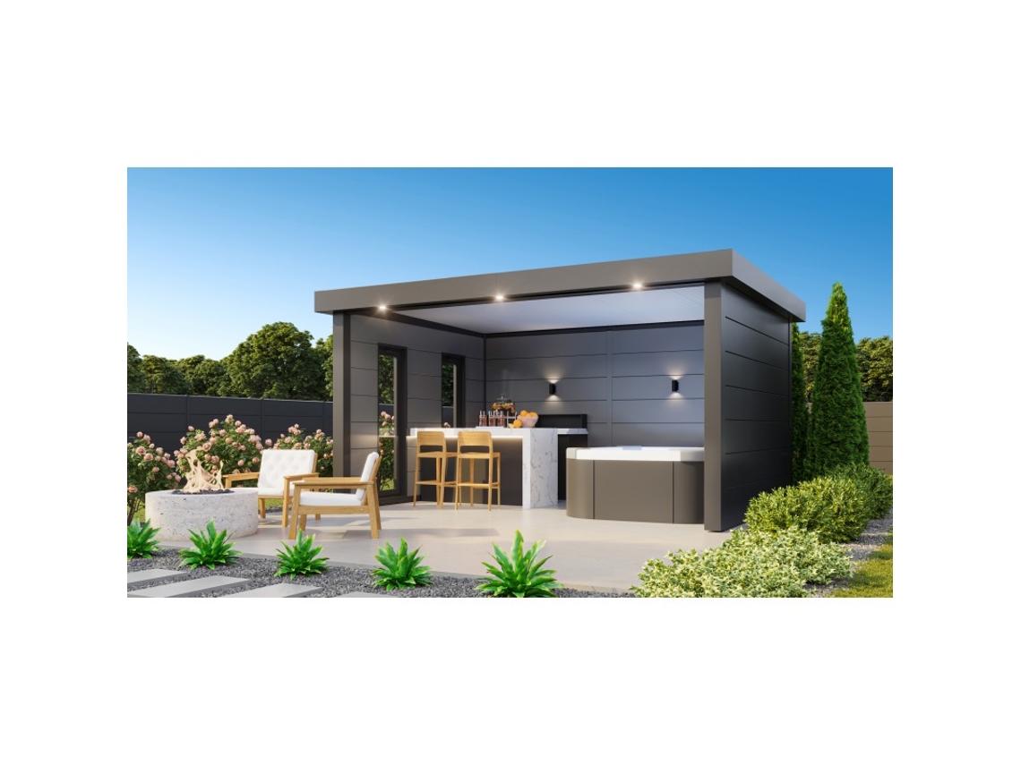 Apoyo de Jardin metálico NH2 con ventanas | Antracita | 358 x 478 - NOVO HABITAT