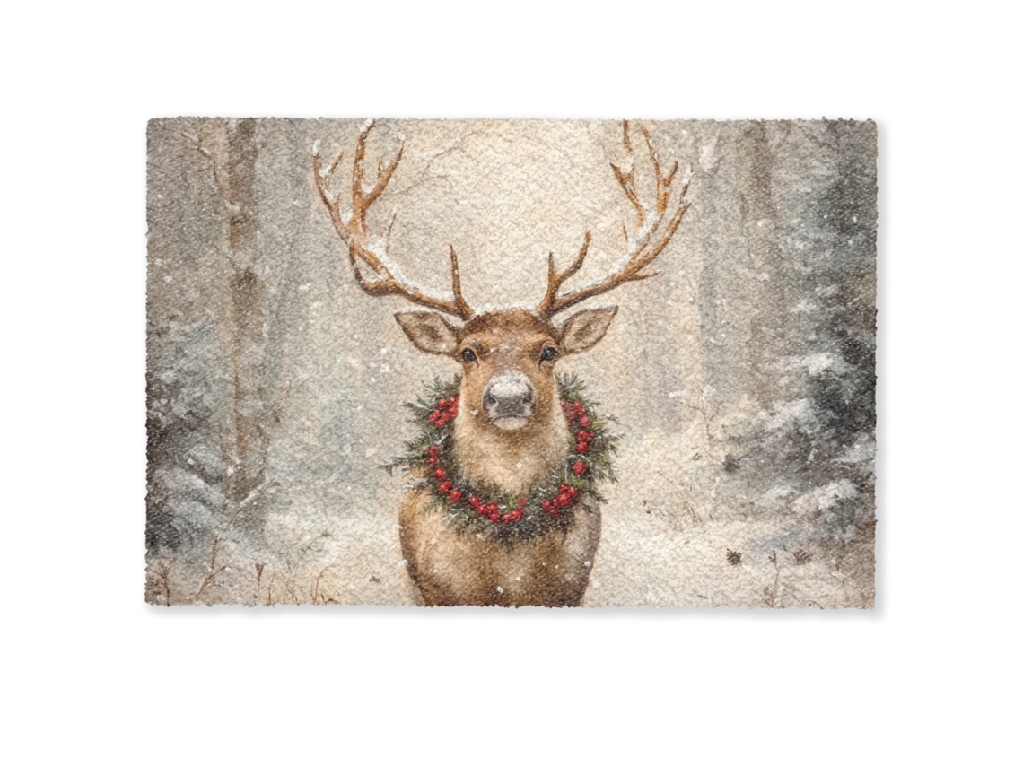 Felpudo Navidad - Reno - Invierno - Guirnalda 60x40