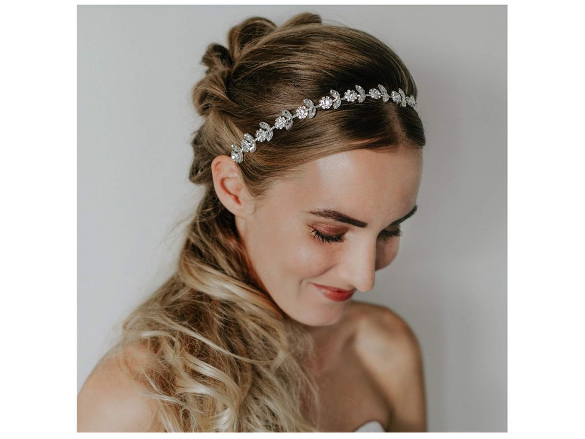 Accesorio Para El Cabello De Novia Con Diamantes De Imitación Y Perlas, Tiara Nupcial De Cristal, Plateada