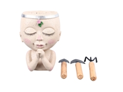 Maceta divertida con cabeza de niña, maceta innovadora, maceta decorativa de resina para suculentas, para el jardín del hogar.