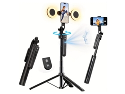 Trípode extensible con seguimiento facial automático, rotación de 360° con luz, sin aplicación, 70,9 pulgadas, soporte para teléfono con sensor de movimiento y control remoto