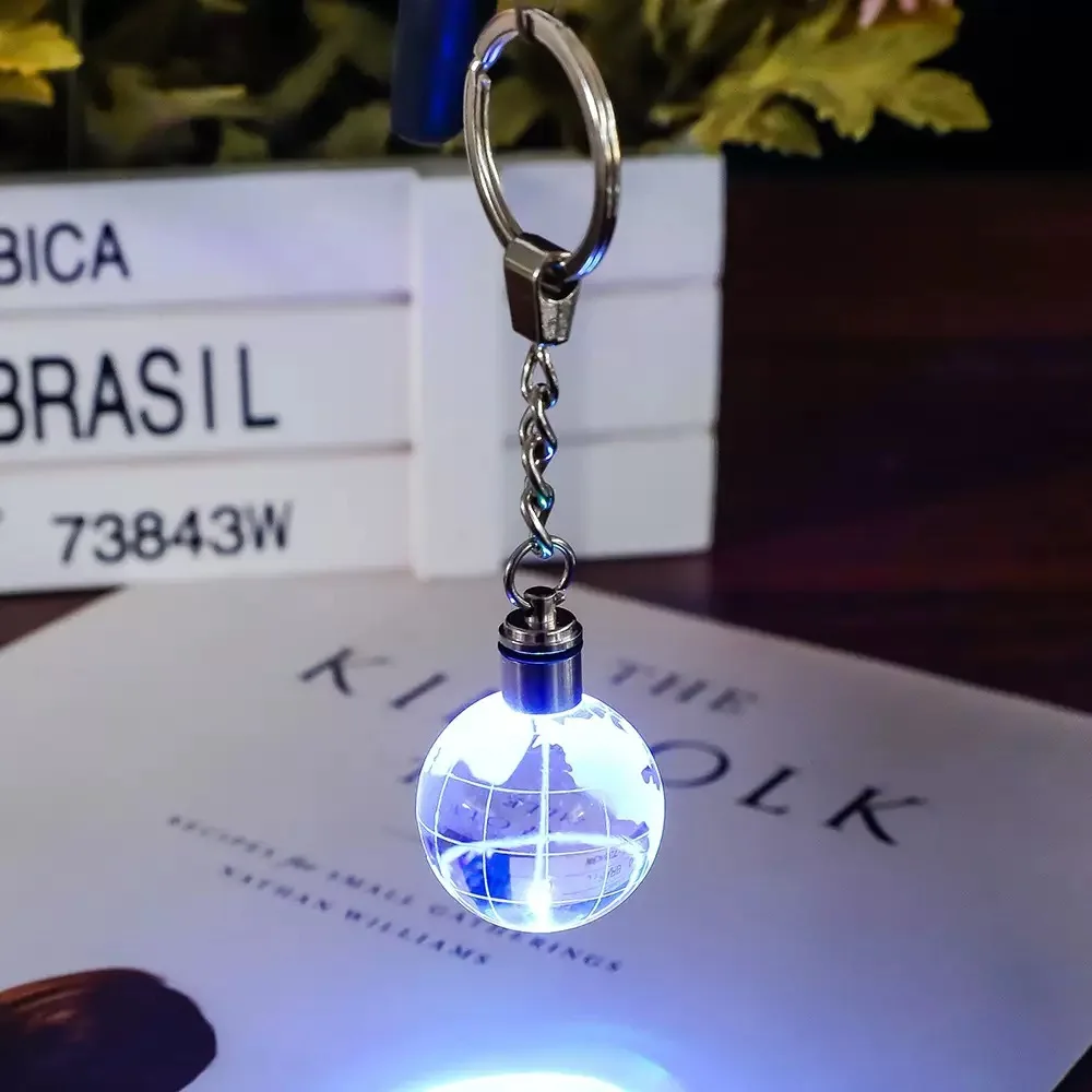 (terra) Chaveiro/pingente De Bolsa/bola De Vidro Luminosa De 3 Cm