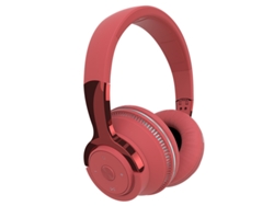 Auriculares Bluetooth H2 con iluminación multicolor, graves potentes y diseño plegable en color rojo.