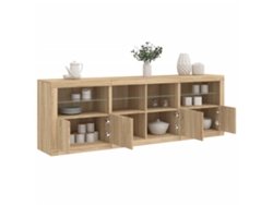 Aparador Con Luces Led Roble Sonoma 202x37x67 Cm